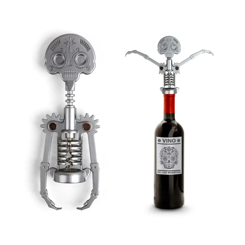 Kikkerland Day Of The Dead Corkscrew Bottle Opener Sugar Skull Skeleton